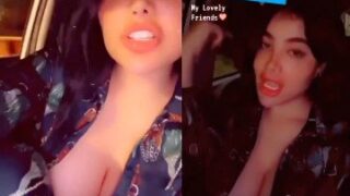 انجي خوري ناسية بزازها برا وطالعة مشوار بالسيارة وصدرها يقفز